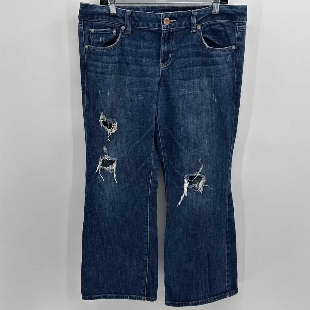 American Eagle Favorite Boyfriend Jeans Women Dark Wash Bootcut Size 14 36x29 LR
